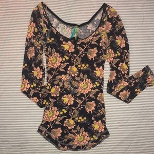 Free People Long Sleeve Floral Tee